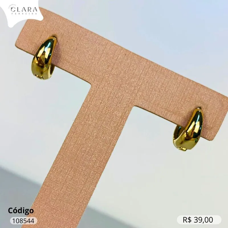 BRINCO ARGOLINHA CLICK GOTA LISA - 13X5MM - Dourado