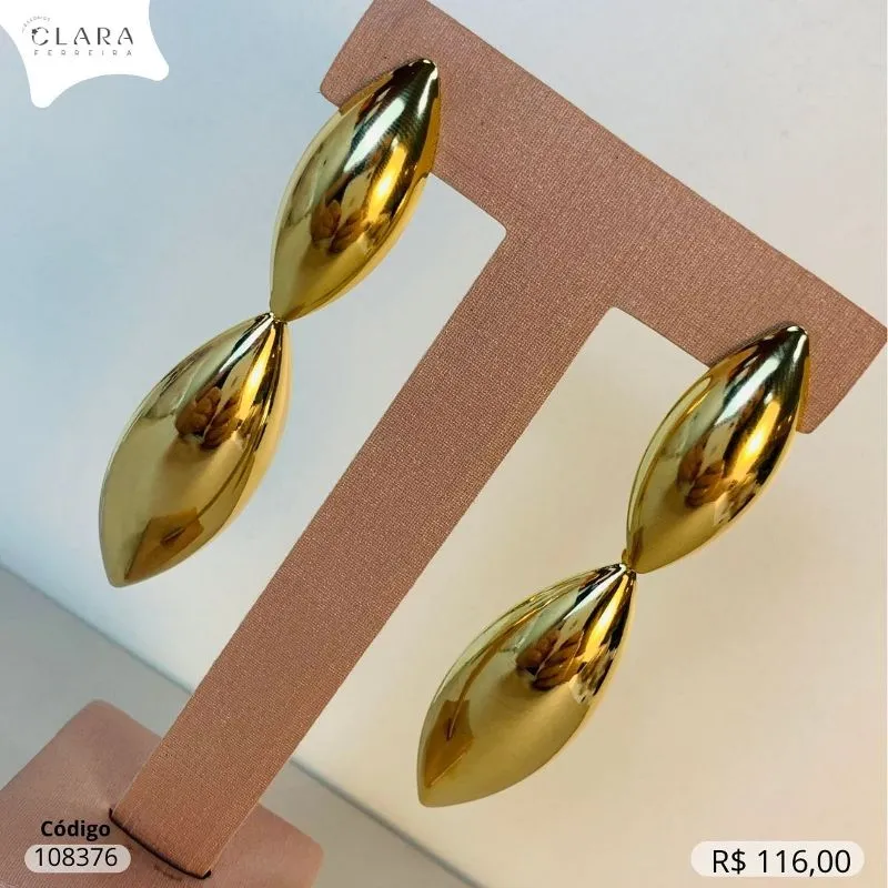 BRINCO MAX GOTAS ALONGADAS LISAS PENDURADAS - 33 E 45MM - LINHA ORGÂNICOS  - Dourado